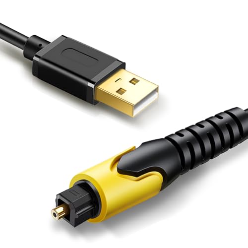USB to Optical Audio Adapter, One Way Audio Converter Audio Signal from USB A to SPDIF ONLY, External Sound Card Optical Output Stereo Channel Compatible with Windows Mac Laptop PC, Not for TV