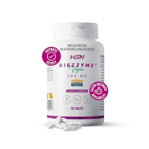 Digezyme de HSN | 200mg | Complejo de Enzimas Digestivas, Ayuda en la Digestión y Mejora la Absorción de los Nutrientes | Vegano, Sin Gluten, Sin Lactosa, 120 tabletas