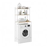Baroni Home Scaffale Salvaspazio per Lavatrice, Struttura in Metallo Bianco con Ripiani Effetto Legno, Mobile Sopralavatrice Autoportante, Montaggio Facile Senza Fori, 40x67x162 cm