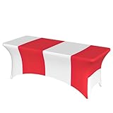 SDEGTHO Tischdecke mit indonesischer Flagge, Stretch-Polyester, leicht, einfach anzubringen, für Standard-Klapptische, 1,8 m