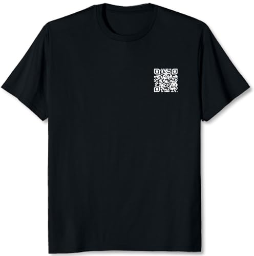 Funny QR Code Sarcasm T-Shirt Funny Holiday Fashion Tee (US Alpha Large Regular Regular) Black