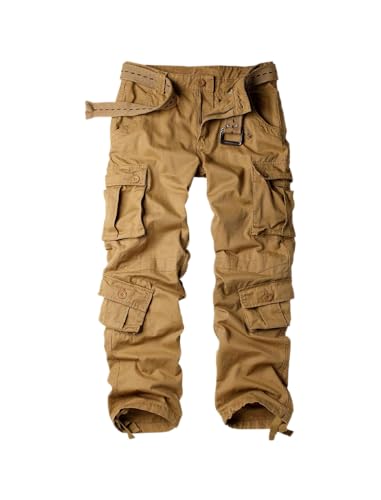ZAFUL Men's Cargo Pants Loose Fit Cotton Mid Waist Casual Pants with Pockets, Zipper Fly, for Winter, Streetwear, Daily Wear