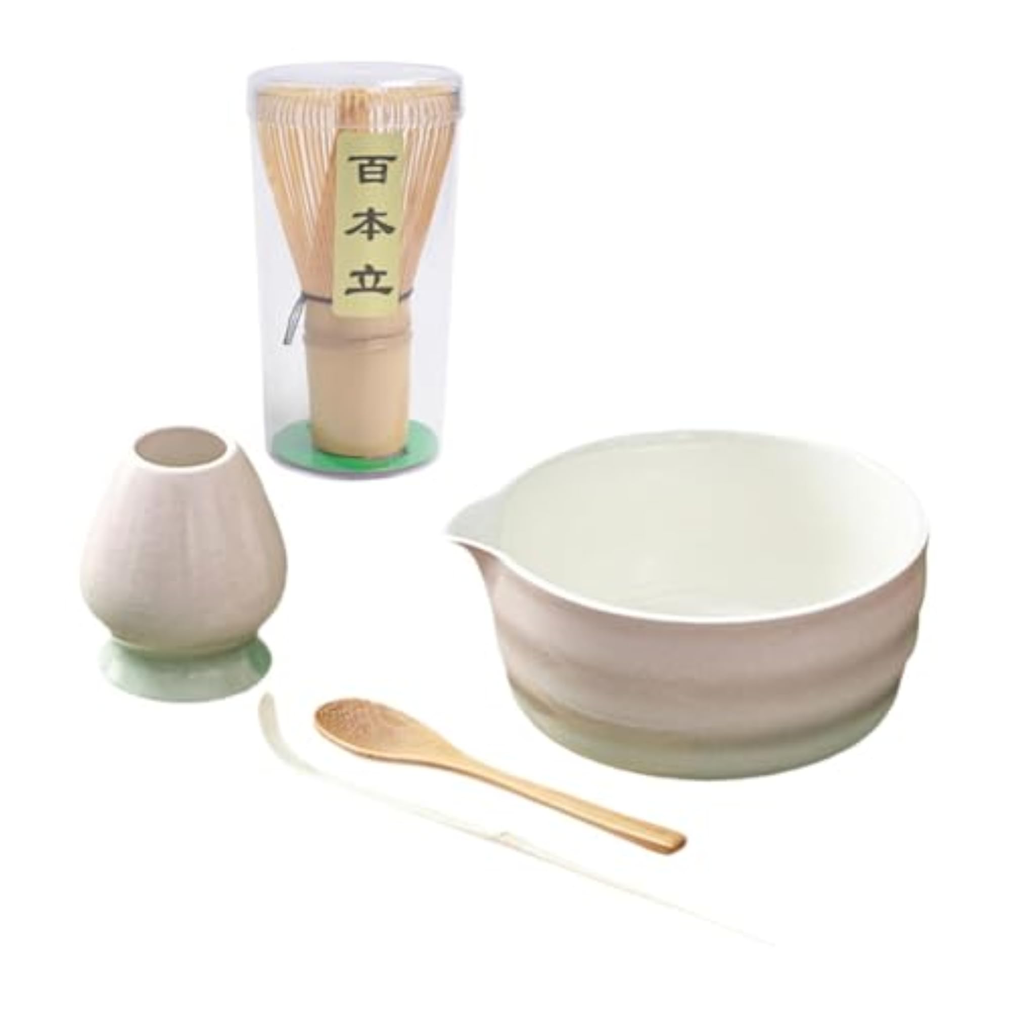 Matcha Tea Set, Ceramic Matcha Bowl with Spout Scoop