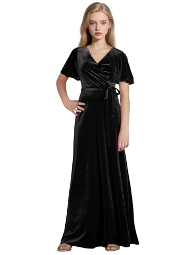 Velvet Junior Bridesmaid Dresses for Girls Velvet Dress Casual Dress Christmas Pageant Maxi Gown
