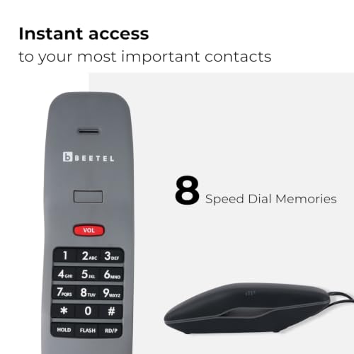 Image of Beetel H27 Portable Hotel Phone,3 Step Receiver & 2 Step Ringer Volume,Hold Function with LED Notification,Tone Dialling,Ringer LED,Hearing Aid Compatible Desk /Wall Mountable (Black)