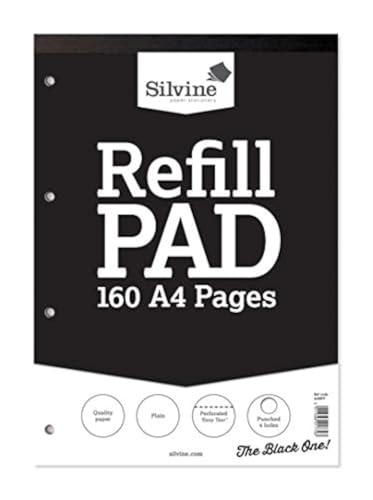 Silvine 160 Page A4 Refill Pad Head Bound and Punched 4 Holes. Plain White Pages. Ref A4RPP