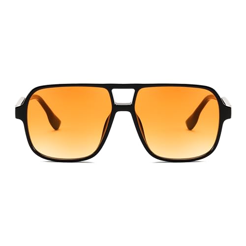 FEISEDY Retro Square Aviator Sunglasses Women Men 70s Vintage Trendy Plastic Frame Sun Glasses B41584