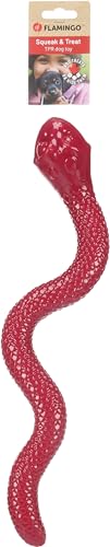 Flamingo Sneaky Snake – Snackspielzeug für Hunde – Bordeaux – 42 × 10,5 × 5 cm – Aus TPR mit Squeaker – Befüllbar für interaktives Spiel