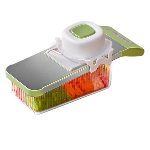 Picador de Alimentos con Recipiente - Herramienta de Cocina Multifunción 6 en 1 Portátil con Recipiente,Cortador Rallador De Verduras,para Jengibre Zanahoria Tomate Ensalada Horneado Camping Fiesta