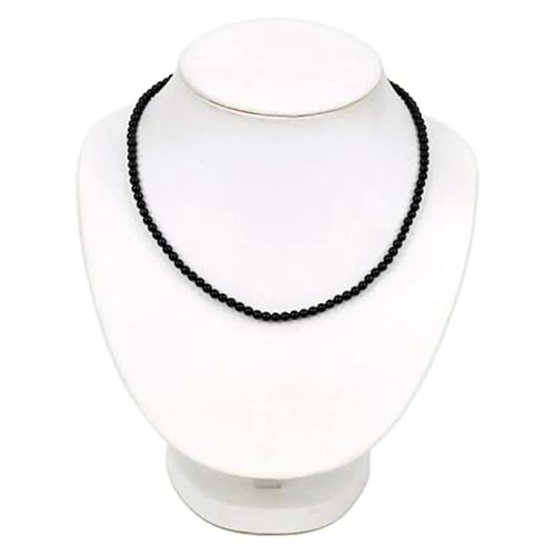 Halskette schwarzer Turmalin (Schorl) Kugelkette kette Turmalin Edelstein Heilstein Kugeln ca 4mm Naturprodukt Handarbeit mit Karbainer Cover