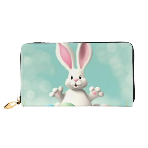 Happy Easter Eggs Bunny Tail Women's Wallet Large Capacity Credit Card Holder Zip Phone Clutch Ladies Travel Purse