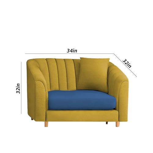 Image of Doraldo Seater Sofa Set for Living Room (Blue Yellow) Premium Fabric Sofa Set