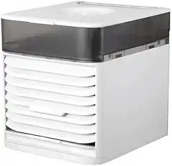 Mini Climatizador de Ar Portátil, Ventilador e Umidificador USB, Branco, Plástico ABS, 3 Velocidades, Timer Automático, 18x10x10 cm, 200ml