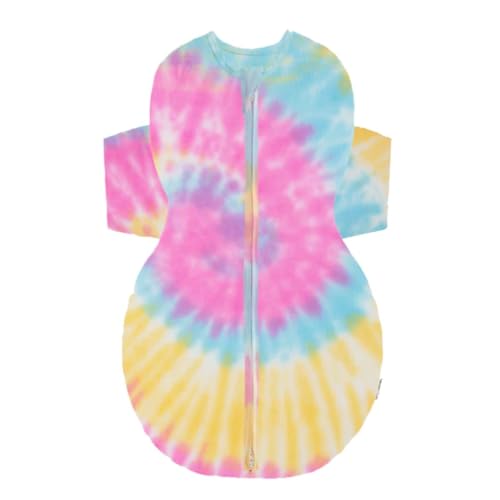 Image of Happiest Baby SNOO Sleep Sack - 100% Organic Cotton Baby Swaddle Blanket - Doctor Designed Promotes Healthy Hip Development (Tie Dye Rainbow, Large)