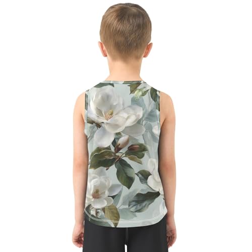 susiyo White Magnolia Flowers Boys Sleeveless Tank Top Girls Athletic T Shirt3