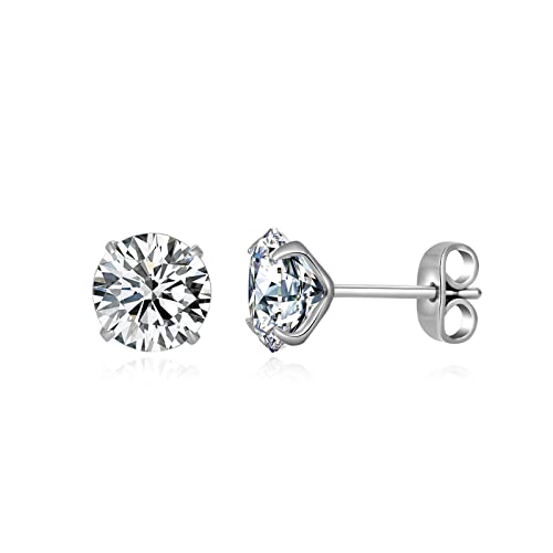 G23 Titanium CZ Stud Earrings for Sensitive Ears, Titanium Cubic Zirconia Stud Earrings for Women 3mm 4mm 5mm 6mm 7mm 8mm