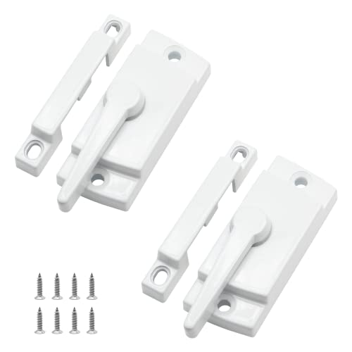 Uenhoy 2 Pack Cam Action Window Sash Locks for Double Hung Windows, Hole Center White Sash Window...
