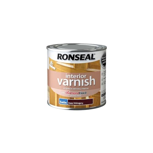 Ronseal RSLIVSDM250 250ml Quick Dry Satin Interior Varnish - Deep Mahogany