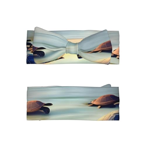 Turtles On The Beach Baby Bow Headband, Soft Baby Bow Hair Accessory For Newborn Babies, &*Toddlers, Kids.2
