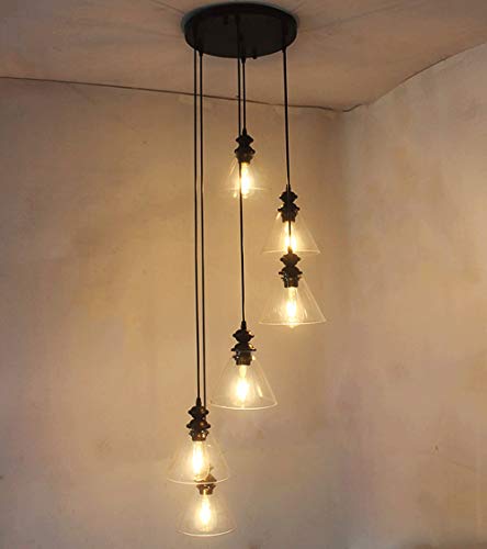 Luminaire escalier duplex suspension longue verre pour salon loft