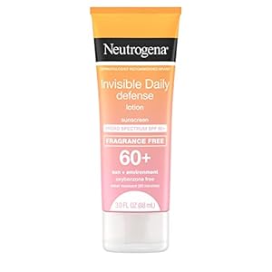 Neutrogena Invisible Daily Defense Fragrance-Free Sunscreen Lotion, Broad Spectrum SPF 60+, Oxybenzone-Free & Water-Resistant, Sun & Environmental Aggressor Protection, 3.0 fl. Oz