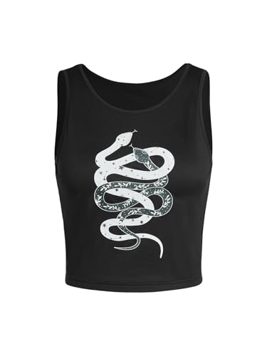 Verdusa Women's Goth Tank Tops Sleeveless Snake Crop Tank Tops Going Out Tops