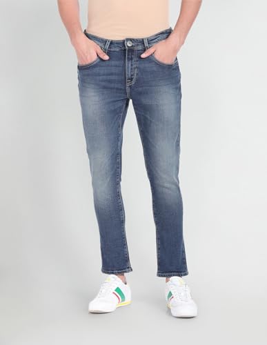 Image of U.S. POLO ASSN. Men Mid Rise Henry Cropped Fit Regular Fit Jeans