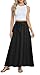 Askyes Women's Black Maxi Skirts Elastic High Waisted Tie Knot Casual Flowy Beach Boho Long Skirts with Pockets,XL