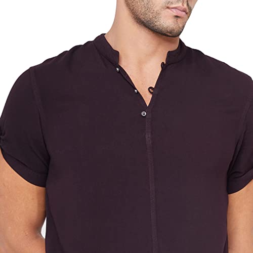Image of Identiti Short Sleeves Solid Slim Fit 100% Viscose Casual Shirt /Kurta for Men