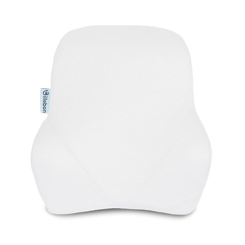 Image of Billebon Car Seat Back Support Cushion | Gel Infused Memory Foam Backrest Lumbar Support Cushion for Comfortable Long Drive & Back Pain Relief | Ergonomic Support | Travel Office Home Use -White