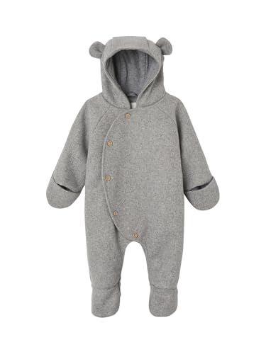 Vertbaudet Baby Ausfahrsack mit Kapuze und Knopfverschluss, mit Recycling-Polyester grau meliert 56
