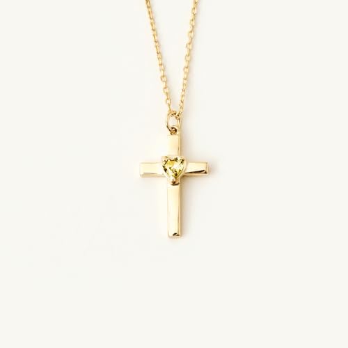 Gelin Real 10K Solid Gold Heart Cross Necklace for Women, 18 inch4