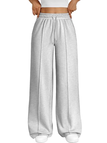 Trendy Queen Womens Wide Leg Sweatpants Baggy Loose Fall Barrel Casual Lounge Athletic Pants Comfy Teen Girl Cute y2k Joggers Grey M
