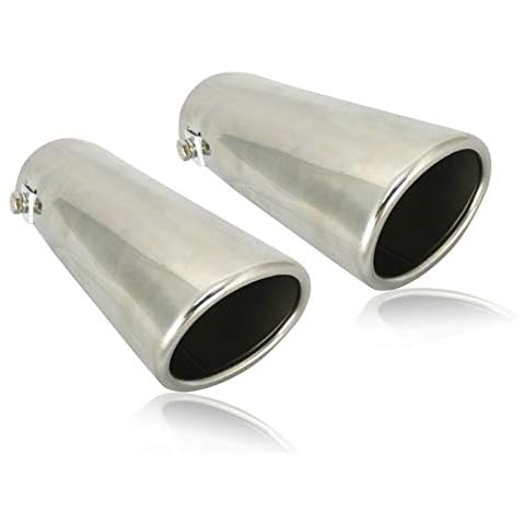 AB1 flexzon 2x 60mm Chrome Stainless Steel Car Tail Exhaust Pipe Tip End Trim Racing Muffler Cover