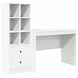 【Fonctionnalités pratiques】 Ce bureau en bois d'ingénierie a plein de caractéristiques chouettes. Sa construction solide assure un endroit fiable pour bosser pendant des années. Les étagères spacieuses améliorent l'organisation, offrant beaucoup de place pour vos fournitures ou objets personnels. La surface large crée assez de place pour vos appareils et documents, parfait pour le travail individuel ou en groupe.