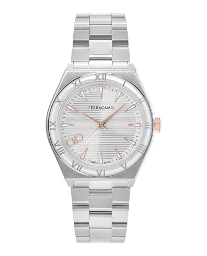 Ferragamo Vega Upper East Collection Luxury Mens Watch Timepieces with a Silver Bracelet and Dial Featuring a Stainless Steel Case