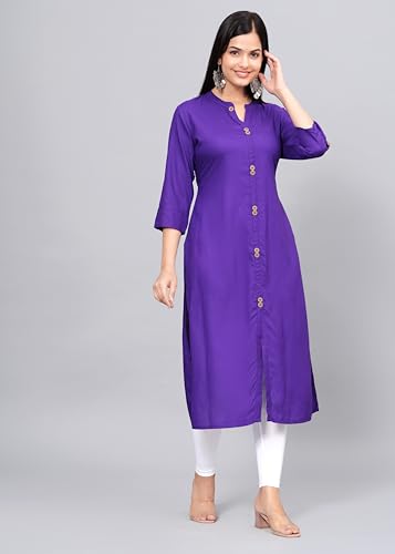 Image of NEW4U Women's Solid Rayon Straight Kurta