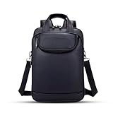 Mochila Couro Reforçada Executiva Grande Mochila para Notebook Trabalho Viagem Escola com Cabo de Aço Impermeável (Preto)