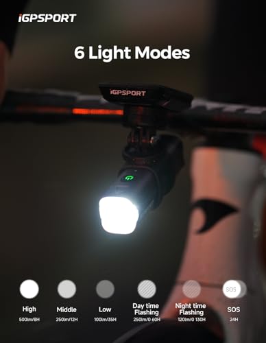 Image of iGPSPORT Smart Bike Light, 500 /800 /1200 /1800 Lumens Bright Bicycle Headlight for Night Riding Cycling Rechargeable Waterproof