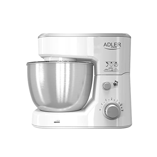 JUNG ADLER AD4216 Küchenmaschine, Knetmaschine, 1000W, Edelstahl Schüssel 4 L, 6 Stufen, Rührmaschine mit Knethaken, Rührbesen, Schlagbesen – Bild 3