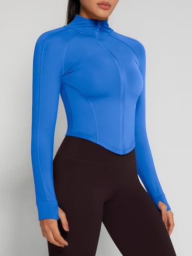 Image of GYM RAINBOW Womens Snatched Workout Jackets Lightweight Zip Up Slim Fit Gym Track Athletic Jackets with Thumb Holes