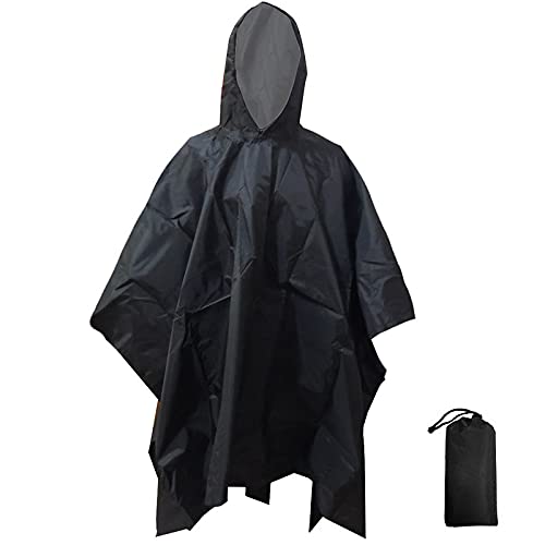 QIANQUHUIWaterproof Rain Poncho Lightweight Reusable Hiking Hooded Coat Jacket Unisex Raincoat for Hiking Camping Emergency