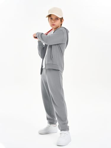 Image of Haloumoning Boys Sweatsuits Kids Active Zip Hoodie Sweatershirt and Jogger Sweatpants 5-14 Years