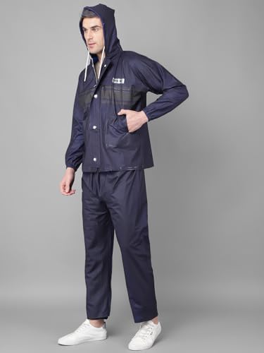 Image of Dollar Rainguard Men's PVC Full Sleeve Solid Raincoat Set With Adjustable Hood and Pocket
