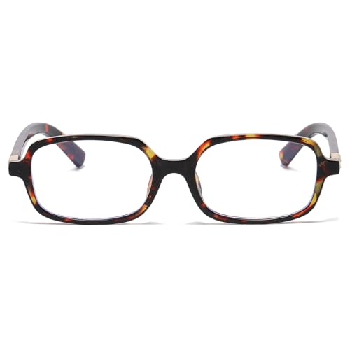 Image of Square Blue Light Blocking Glasses Retro Rectangle Glasses for Women Men Small Fashion Vintage Eyeglasses (Leopard)