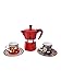 Produktbild Bialetti Set Winter Wonderland Espressokocher Moka Express, rot, 3 Tassen 130 ml, komplett mit zwei Tassen und zwei Untertassen
