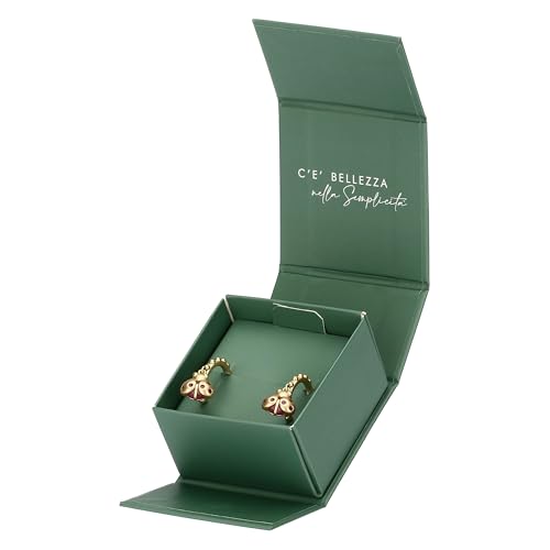 Thun - Orecchino a cerchio con coccinella e strass, ottone, bronzo galvanizzato, 35 mm, collezione Dedicato a Te