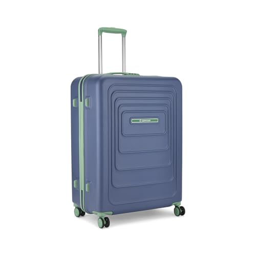 Image of uppercase Helix Solid (Large) 78Cm Textured Trolley Bag with Combination Lock, 8 Wheels, Eco Polycarbonate Luggage, Laundry Compartment, Durable Design for Travel - Suitcase for Men & Women Navy Blue