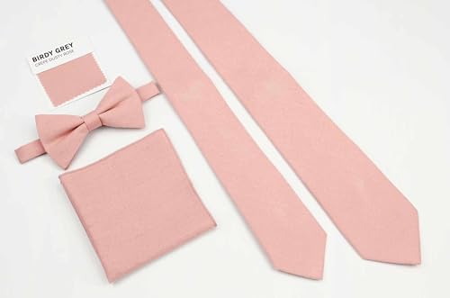 Image of Mens Linen Tie Set - Solid Necktie with Pocket Square