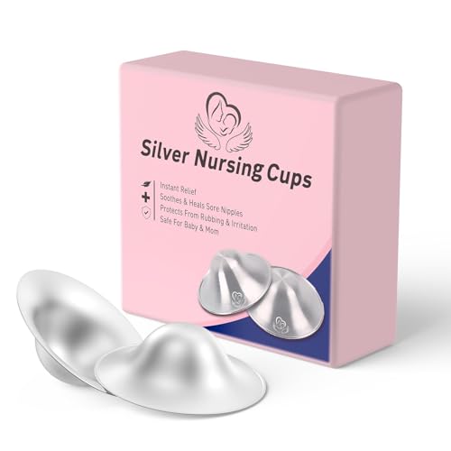 Image of BiYiEC Silver Nursing Cups - Nipple Shields for Nursing Newborn -Breastfeeding Essentials, Original 925 Silver Nipple Covers Breastfeeding for Any Mum Soothing & Healing(Regular Size)